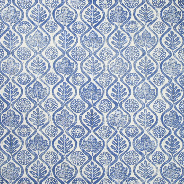 LEE JOFA OAKLEAVES - AZURE upholstery fabric swatch for sample-first furniture planning