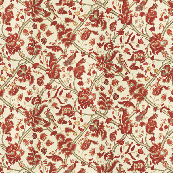 LEE JOFA OSCAR DE LA RENTA I BLOOMSBURY - RED/GOLD upholstery fabric swatch for sample-first furniture planning