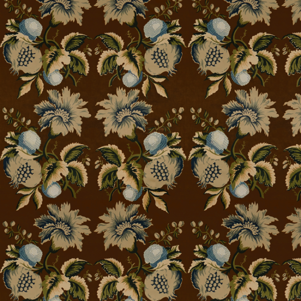 LEE JOFA OSCAR DE LA RENTA II JESSUP - SEPIA/INDIGO upholstery fabric swatch for sample-first furniture planning