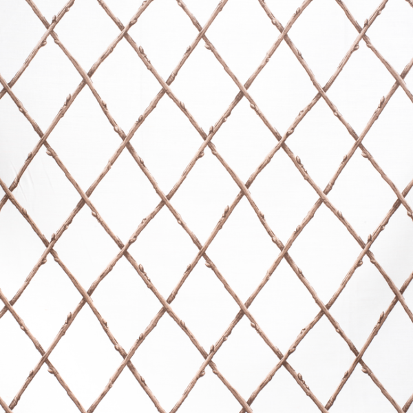 LEE JOFA PAOLO MOSCHINO PAOLO MOSCHINO FABRICS BARE TWIG TRELLIS - BRO/WHI upholstery fabric swatch for sample-first furniture planning