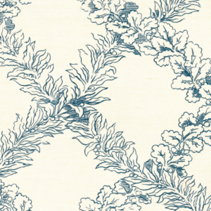 Paolo Moschino Paolo Moschino Fabrics Leaf Trellis - Blue upholstery fabric swatch