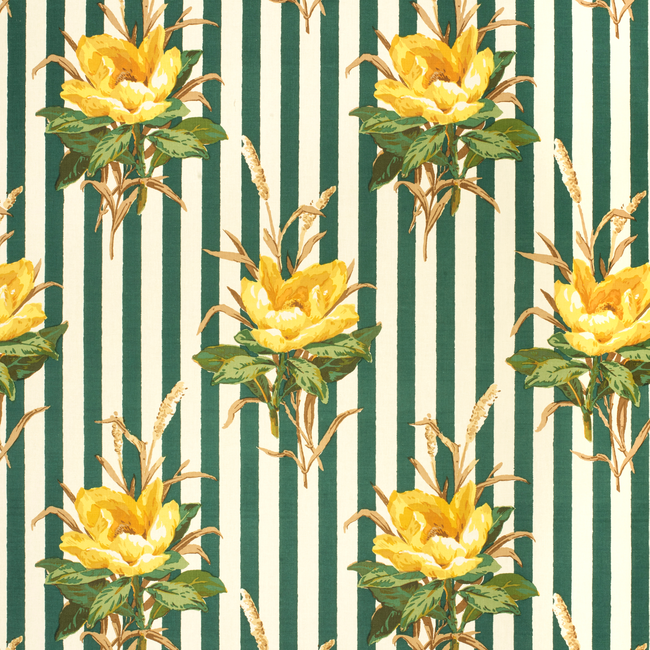 LEE JOFA PAOLO MOSCHINO PAOLO MOSCHINO FABRICS MELBA FLOWER STRIPE - YELLO 2020144.403.0 - Limited Stock