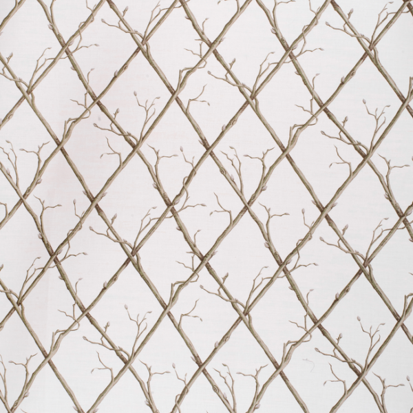 LEE JOFA PAOLO MOSCHINO PAOLO MOSCHINO FABRICS TWIG TRELLIS - GREEN/WHITE upholstery fabric swatch for sample-first furniture planning