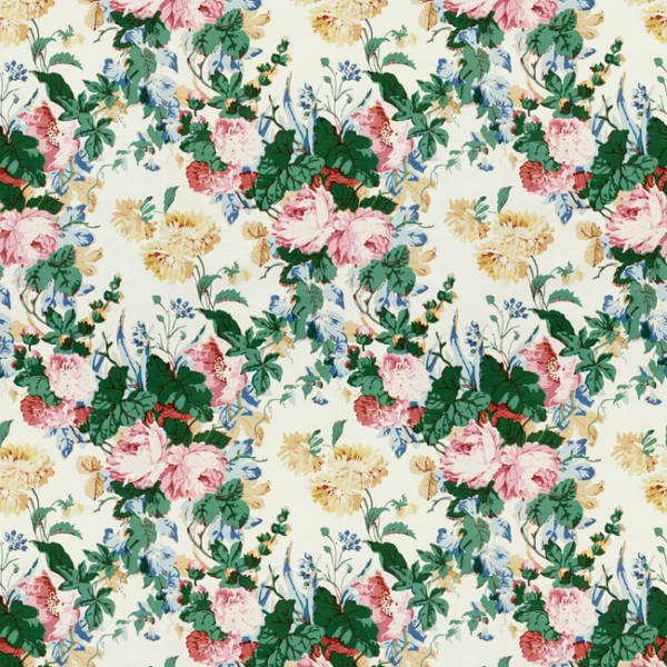 LEE JOFA PARISH-HADLEY MAISIE - PINK/GREEN upholstery fabric swatch for sample-first furniture planning