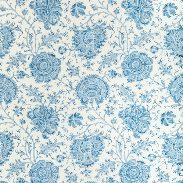 LEE JOFA SARAH BARTHOLOMEW INDIENNES FLORAL - DELFT upholstery fabric swatch for sample-first furniture planning