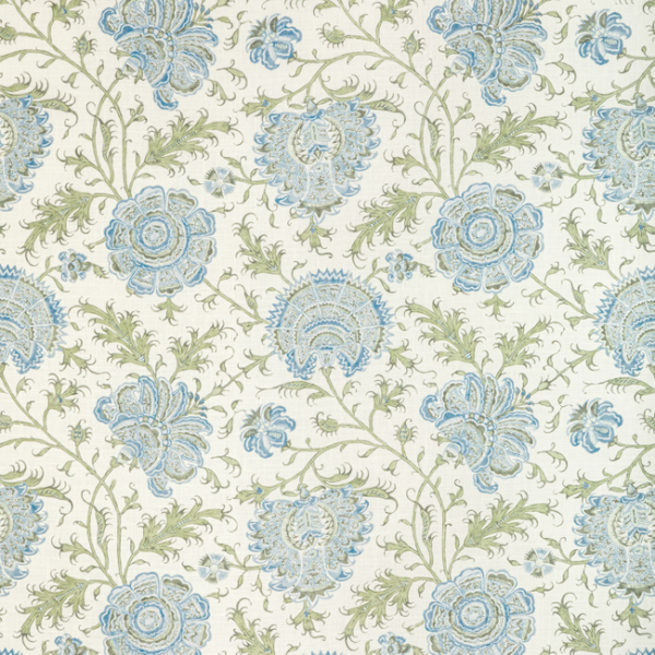 LEE JOFA SARAH BARTHOLOMEW INDIENNES FLORAL - SEA upholstery fabric swatch for sample-first furniture planning