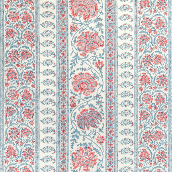 LEE JOFA SARAH BARTHOLOMEW INDIENNES STRIPE - BERRY upholstery fabric swatch for sample-first furniture planning