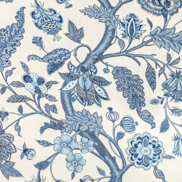 LEE JOFA SARAH BARTHOLOMEW PALAMPORE PRINT - DELFT upholstery fabric swatch for sample-first furniture planning