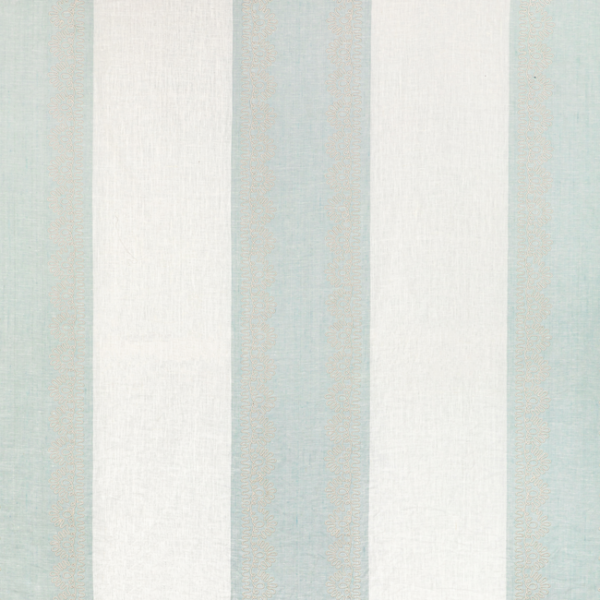 LEE JOFA SUMMERLAND BANNER SHEER - AQUA upholstery fabric swatch for sample-first furniture planning