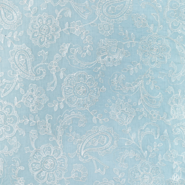 LEE JOFA SUMMERLAND VARLEY SHEER - SKY upholstery fabric swatch for sample-first furniture planning