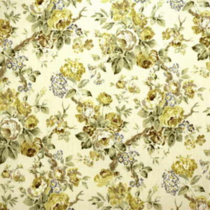 Suzanne Rheinstein Hollyhock Garden Roses - Lime/leaf upholstery fabric swatch