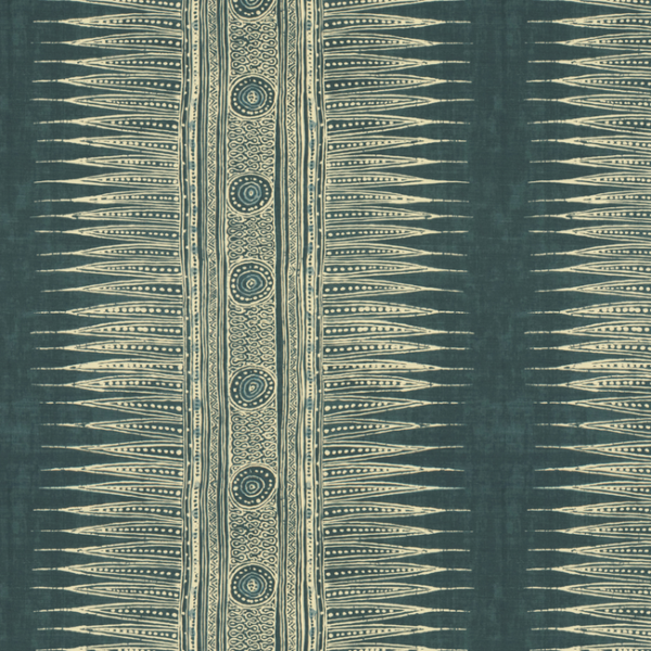 LEE JOFA SUZANNE RHEINSTEIN HOLLYHOCK II INDIAN ZAG - INDIGO upholstery fabric swatch for sample-first furniture planning