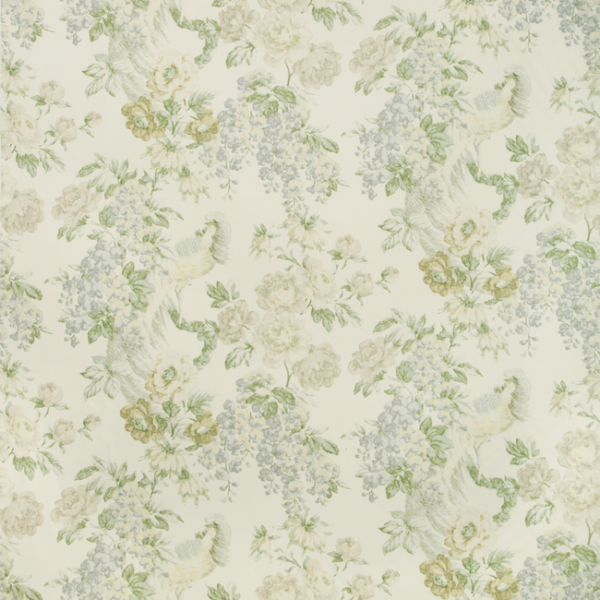 LEE JOFA SUZANNE RHEINSTEIN III MONTECITO FLORAL - SKY/GREEN upholstery fabric swatch for sample-first furniture planning