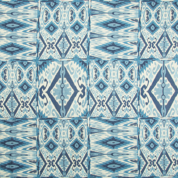 LEE JOFA TRENT IKAT LINEN - LAKE upholstery fabric swatch for sample-first furniture planning