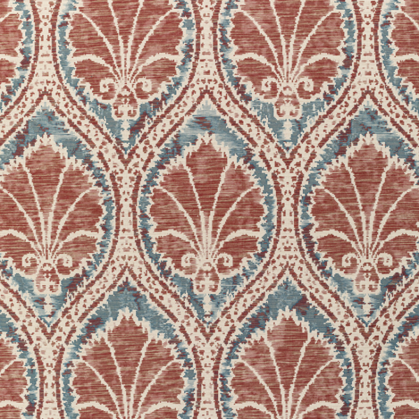 LEE JOFA TRIANA WEAVES SEVILLE WEAVE - DENIM/BRICK upholstery fabric swatch for sample-first furniture planning