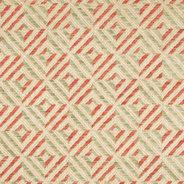 LEE JOFA VERBIER DIAMOND - JADE/RED upholstery fabric swatch for sample-first furniture planning