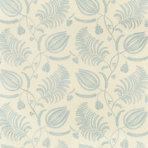 Westport Palmero Emb - Ecru/sky upholstery fabric swatch