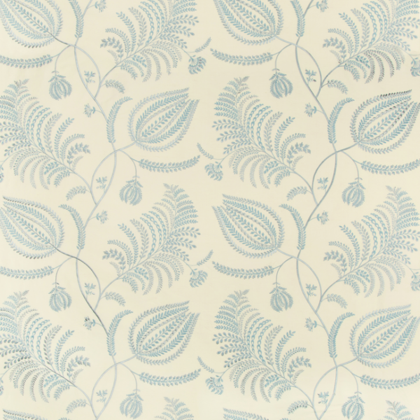 LEE JOFA WESTPORT PALMERO EMB - ECRU/SKY upholstery fabric swatch for sample-first furniture planning