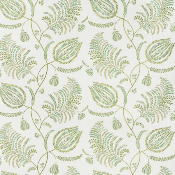 LEE JOFA WESTPORT PALMERO EMB - IVORY/LEAF upholstery fabric swatch for sample-first furniture planning