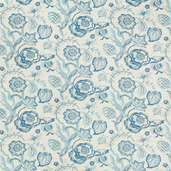 LEE JOFA WESTPORT SOLANA PRINT - SKY/MARINE upholstery fabric swatch for sample-first furniture planning