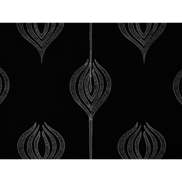 Lee Jofa Modern Designer Allegra Hicks TULIP EMBROIDERY - BLACK upholstery fabric swatch for sample-first furniture planning