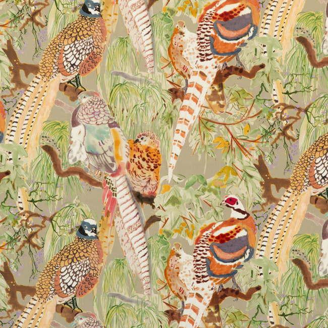 MULBERRY BOHEMIAN ROMANCE GAME BIRDS VELVET - STONE/MULTI FD268.K102.0