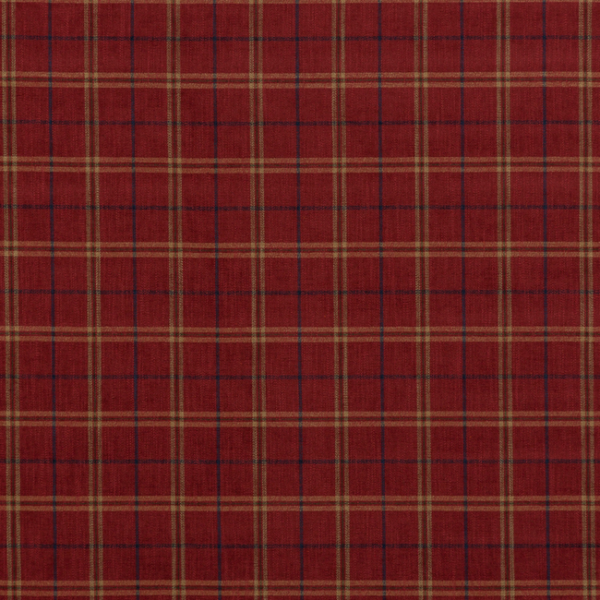 MULBERRY BOHEMIAN TRAVELS HADDON CHECK - RED upholstery fabric swatch for sample-first furniture planning