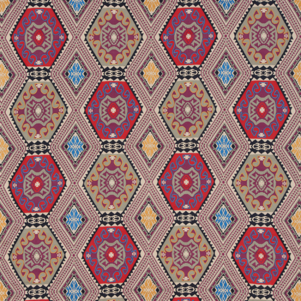 MULBERRY BOHEMIAN TRAVELS MAGIC CARPET - PLUM upholstery fabric swatch for sample-first furniture planning