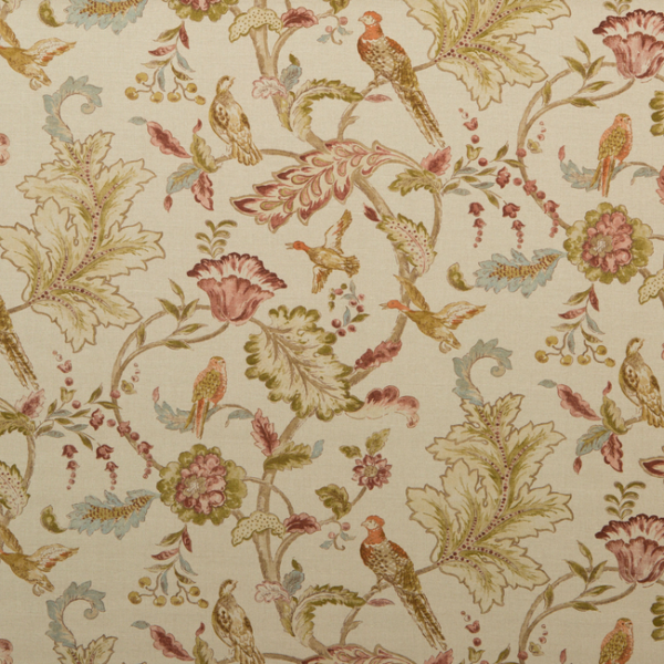 MULBERRY GREAT PARK EARLY BIRDS - NATURAL upholstery fabric swatch for sample-first furniture planning