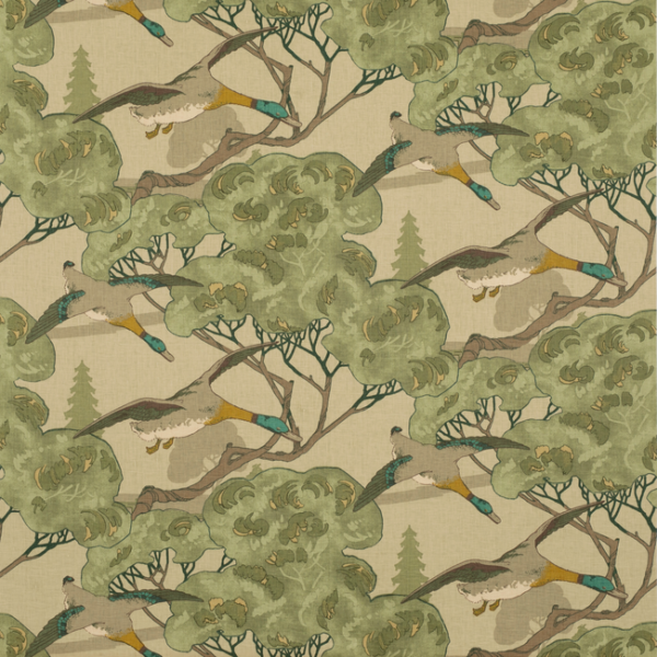 MULBERRY ICONS FABRICS FLYING DUCKS - EMERALD FD205.S16.0