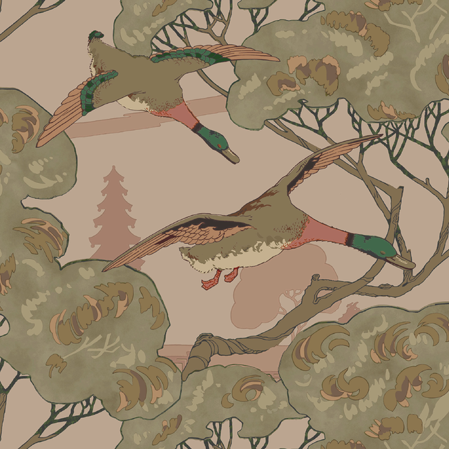 MULBERRY ICONS WALLPAPERS GRAND FLYING DUCKS - PLASTER FG102.H150.0