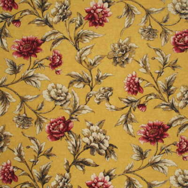 MULBERRY LIVING LEGENDS GILDED PEONY - SOFT YELLOW/PINK upholstery fabric swatch for sample-first furniture planning