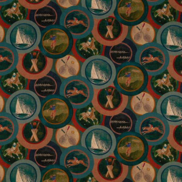 MULBERRY LONG WEEKEND SPORTING LIFE - TEAL upholstery fabric swatch for sample-first furniture planning