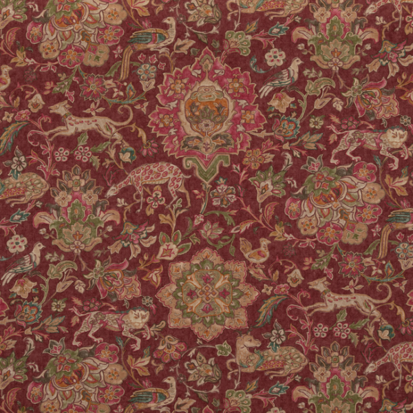 MULBERRY LONG WEEKEND WILD THINGS - PLUM upholstery fabric swatch for sample-first furniture planning