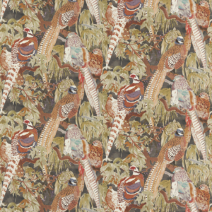 MULBERRY MODERN COUNTRY I GAME BIRDS LINEN - CHARCOAL