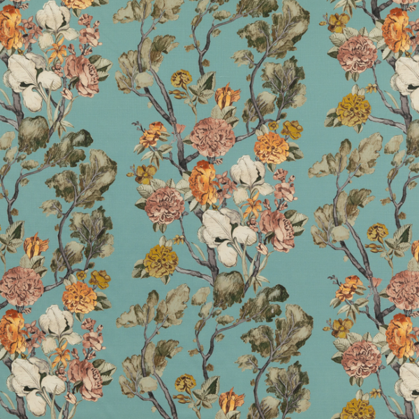 MULBERRY MODERN COUNTRY II WILD SIDE - TEAL upholstery fabric swatch for sample-first furniture planning