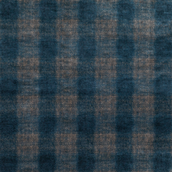 MULBERRY MODERN COUNTRY VELVETS HIGHLAND CHECK - INDIGO upholstery fabric swatch for sample-first furniture planning