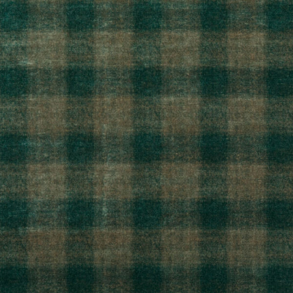 MULBERRY MODERN COUNTRY VELVETS HIGHLAND CHECK - TEAL upholstery fabric swatch for sample-first furniture planning