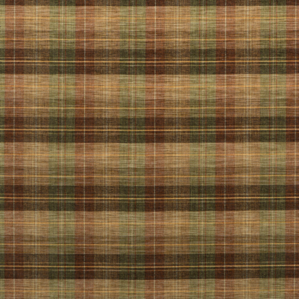 Mulberry CLAN CHENILLE - BURNT ORANGE/GREEN/NUTMEG upholstery fabric swatch for sample-first furniture planning