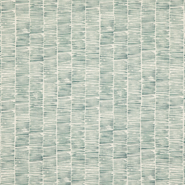 THREADS NALA PRINTS ETCHING - TEAL upholstery fabric swatch for sample-first furniture planning