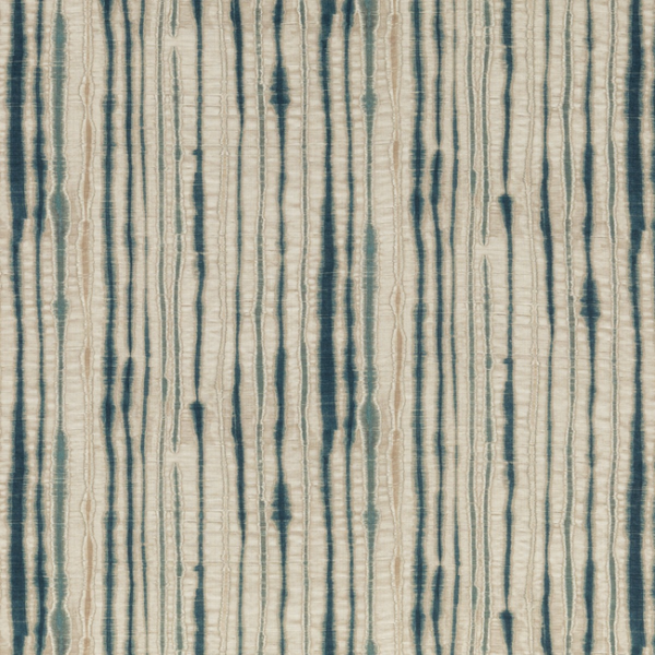 THREADS NALA PRINTS LINEAR - INDIGO upholstery fabric swatch for sample-first furniture planning
