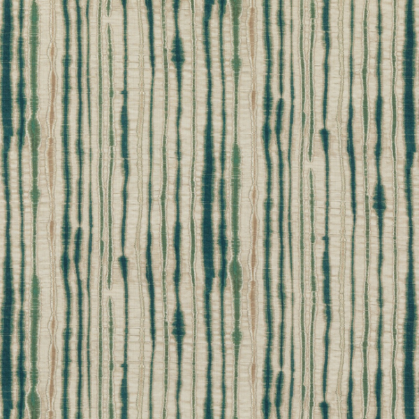THREADS NALA PRINTS LINEAR - TEAL upholstery fabric swatch for sample-first furniture planning