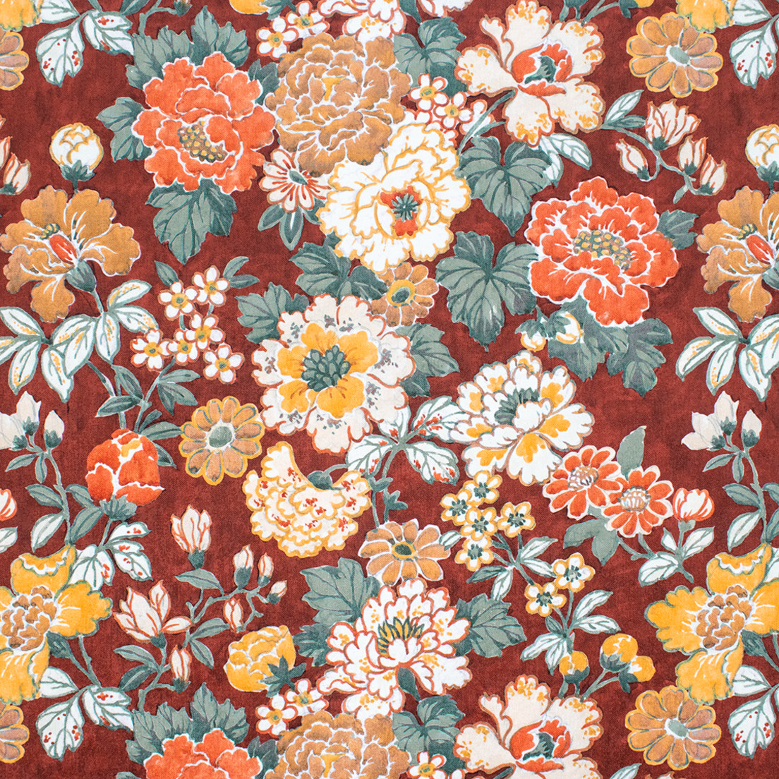 Greenhouse Fabrics S7054 Blossoms red multipurpose fabric swatch