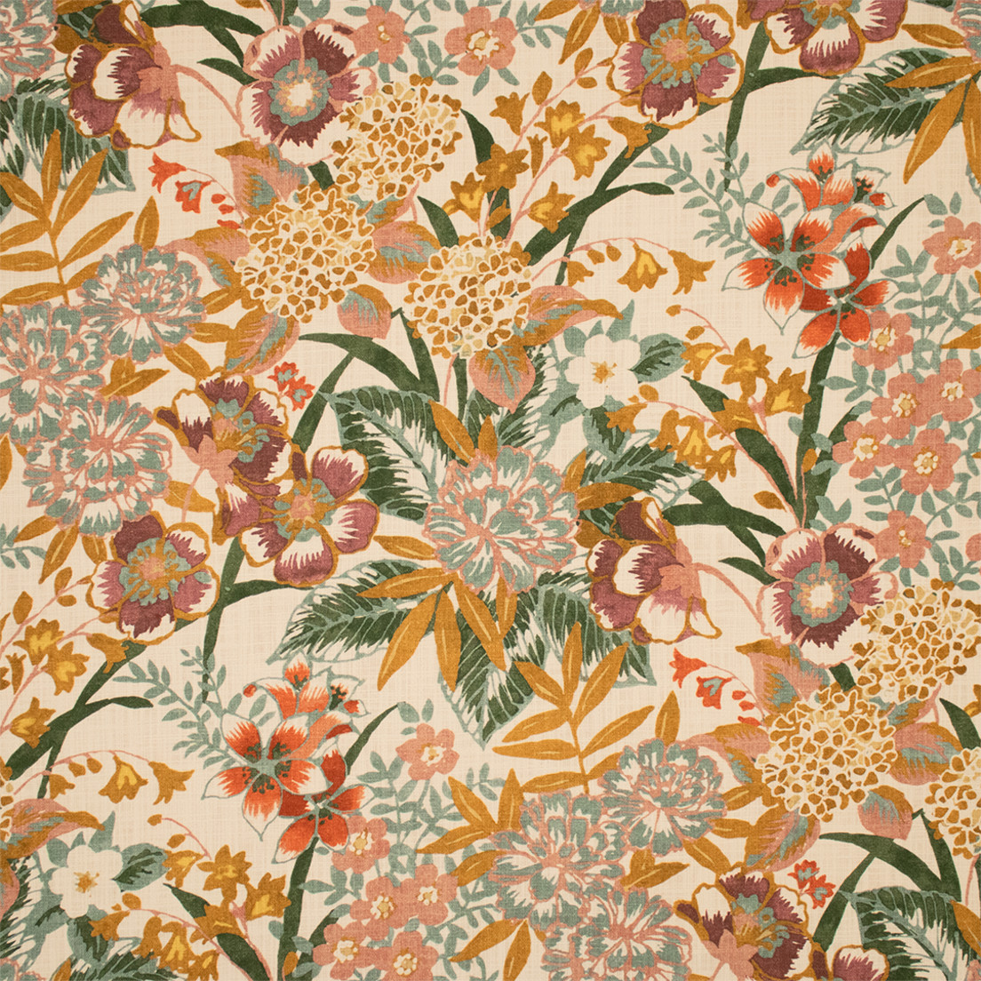Greenhouse Fabrics S7194 Dahlia teal multipurpose fabric swatch