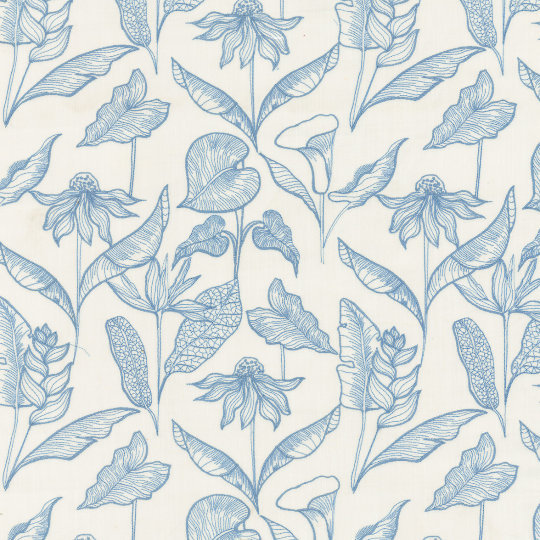 Greenhouse Fabrics S7972 Cornflower white window fabric swatch