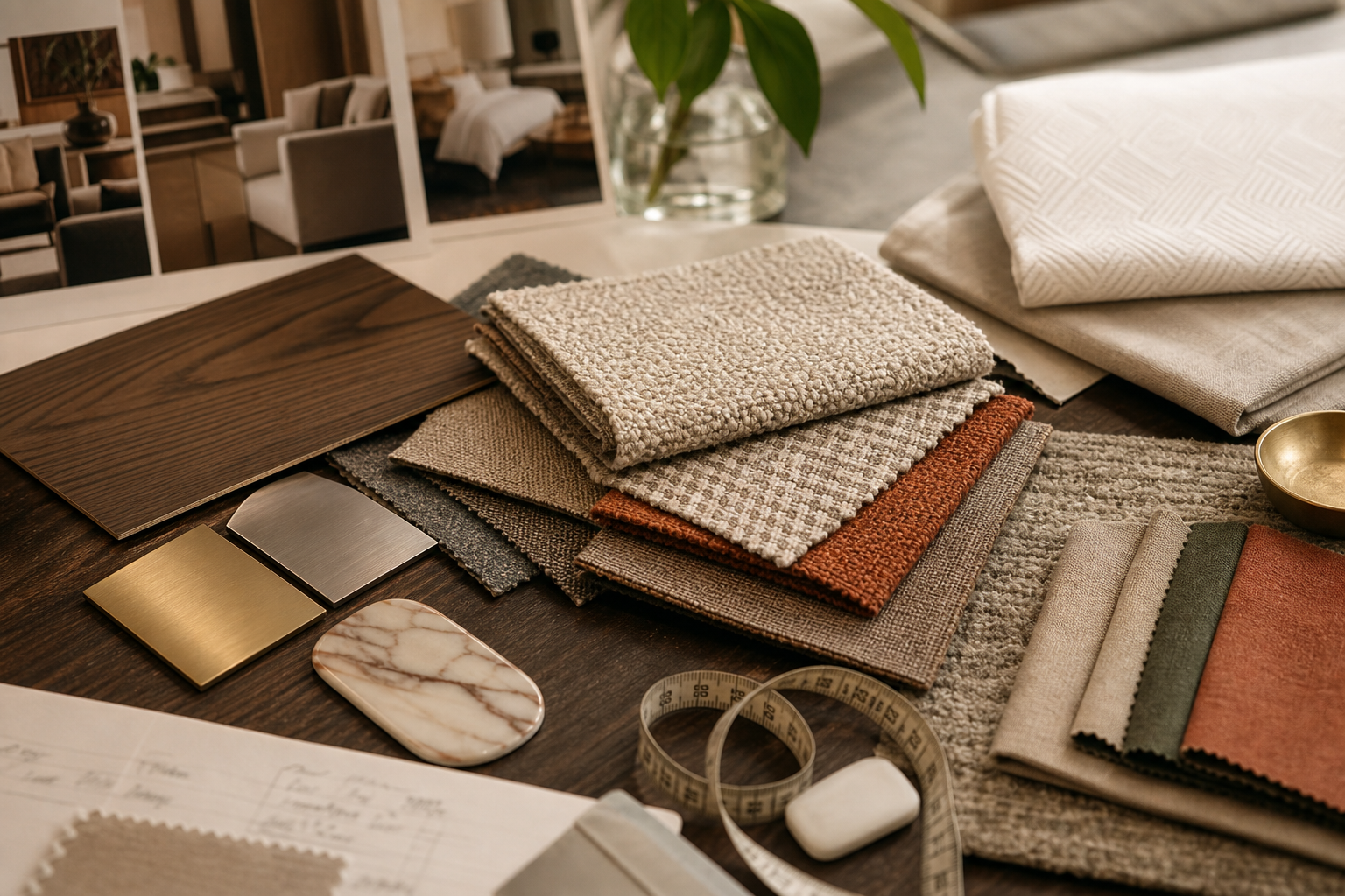 Hotel Upholstery Fabric quick decision interior image showing hotel lobby chairs fabric samples and project planning